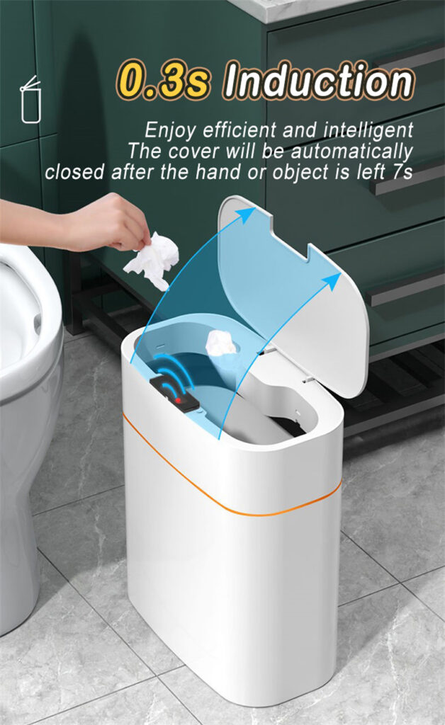 Smart Trash Can With Lid For Bedroom And Living Room Kitchen Storage Box Trash Can Induction Small Car Box Automatic Smart Dustbin Smart Trash Bin
