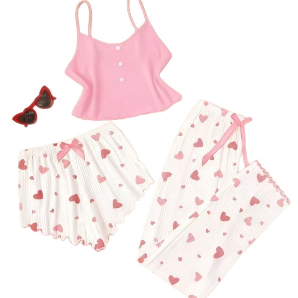 Women's Homewear Pajama Lingerie Three-Piece Set