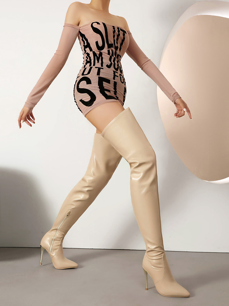 Sexy Slimming Pointed-toe Over-the-knee Boots With Stiletto Heels