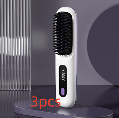 2 In 1 Straight Hair Comb Wireless Hair Straightener Brush Hair Fast Heating Portable Hot Curler USB Charging - Image 25