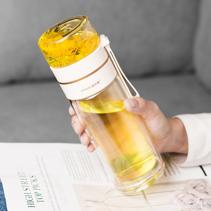 Glass Water Bottle With Tea Infuser Filter Tea Separation Double Wall Glass Bottle Leakproof Water Bottle - Image 7