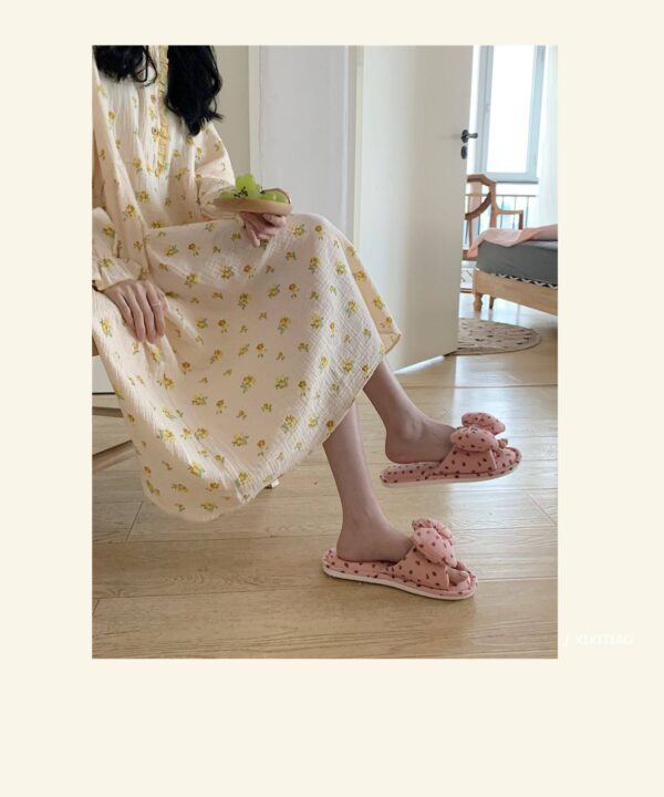 Household Sweet Bow-Knot Womens Cotton And Linen Slippers - Image 19