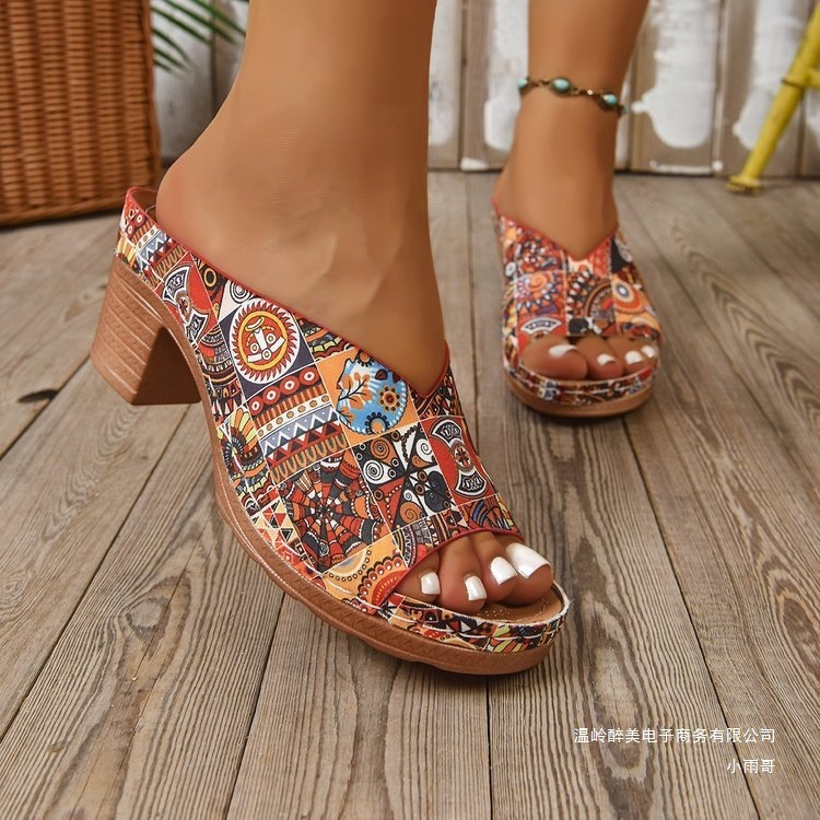 Plus-size High-heeled Slippers For Women