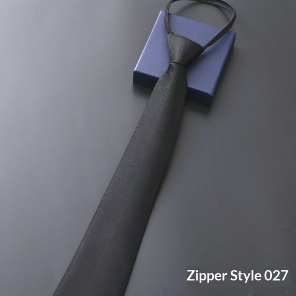 Mens Business Formal Zipper Tie With Blue Stripes - Image 47