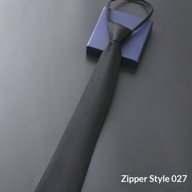 Mens Business Formal Zipper Tie With Blue Stripes - Image 47