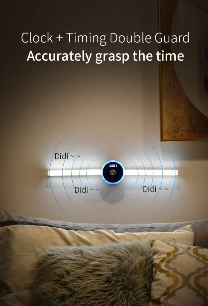 Smart Cabinet Light Clock Timing Sensor Light Removable LED Wardrobe Light Human Body Sensor Light