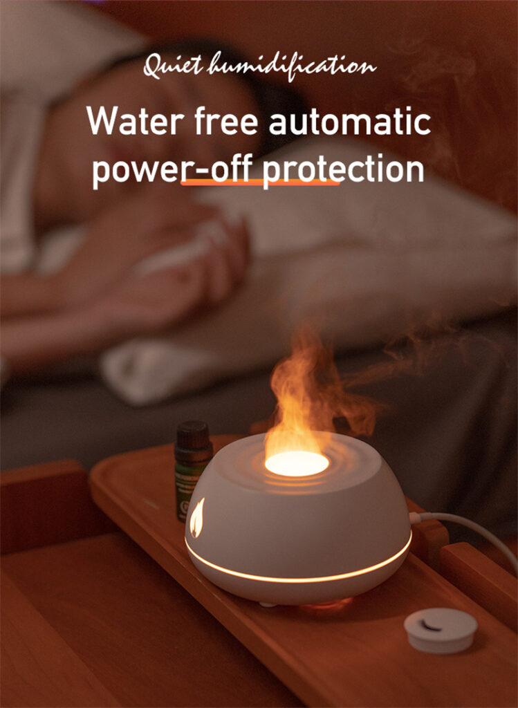 Flame Humidifier Aromatherapy Diffuser 7 Colors Light Home Air Humidifier 130ML USB Room Fragrance Essential Oil Diffuser