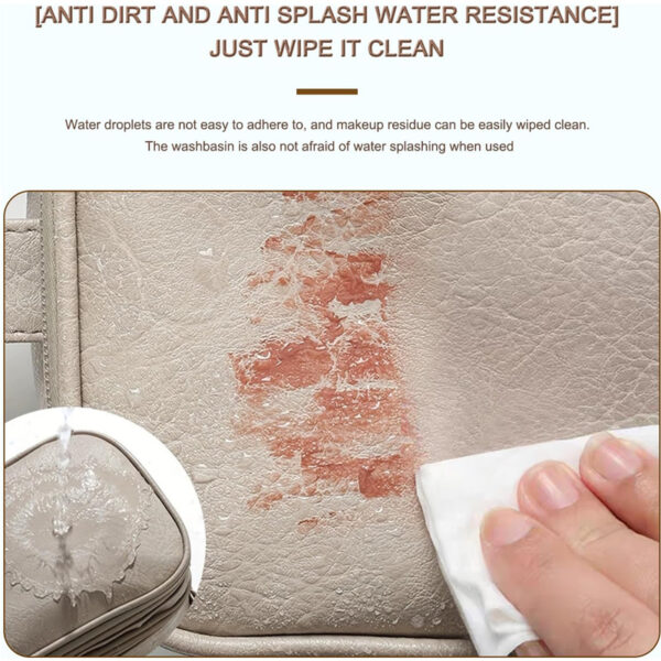 Travel Toiletry Bag For Women Men, Large Travel Toiletry Organizer Makeup Bag, Hanging Cosmetic Bag Kit Leather Skin Care Waterproof Shaving Bag - Image 8