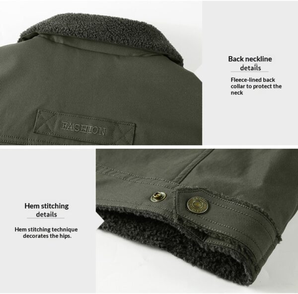Washed Jacket For Men Fleece-lined And Thickened Lambswool Casual Style - Image 8