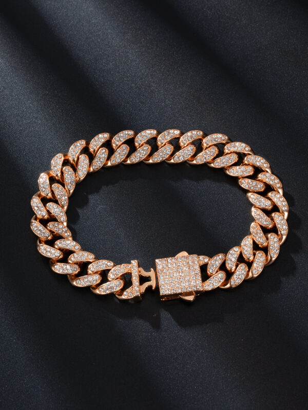 Spring Buckle Cuba Bracelet Alloy Full Diamond - Image 7