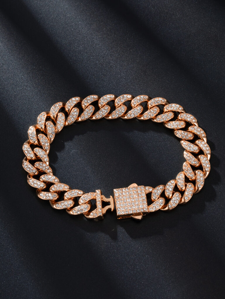Spring Buckle Cuba Bracelet Alloy Full Diamond