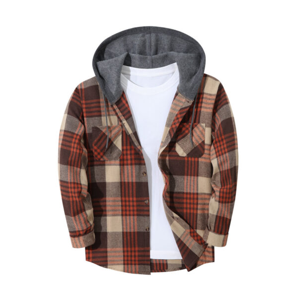 Mens Trendy Plaid Hooded Jacket - Image 45