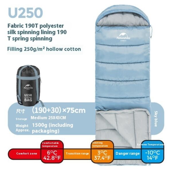 Naturehike Series Envelope Hooded Sleeping Bag Outdoor Camping Autumn And Winter Cold-proof Double - Image 34