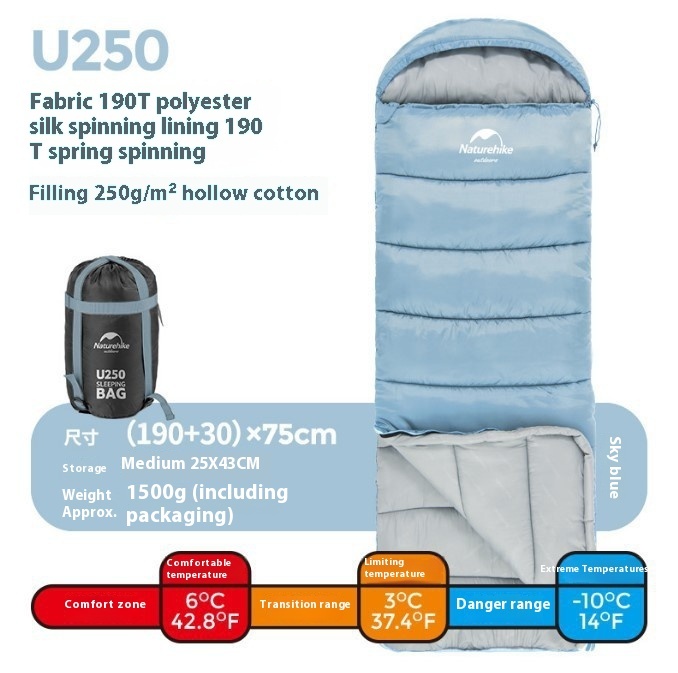 Naturehike Series Envelope Hooded Sleeping Bag Outdoor Camping Autumn And Winter Cold-proof Double - Image 34