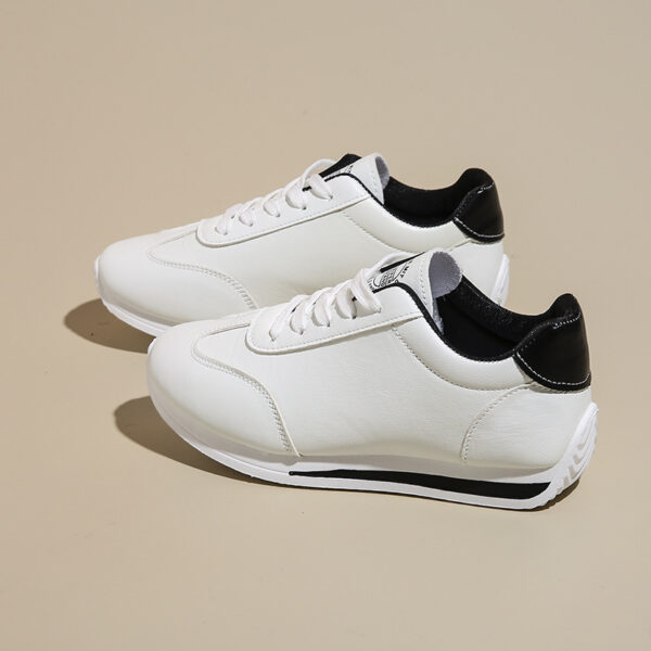Plus-size Women's Leather Lace-up Casual Sneakers - Image 34