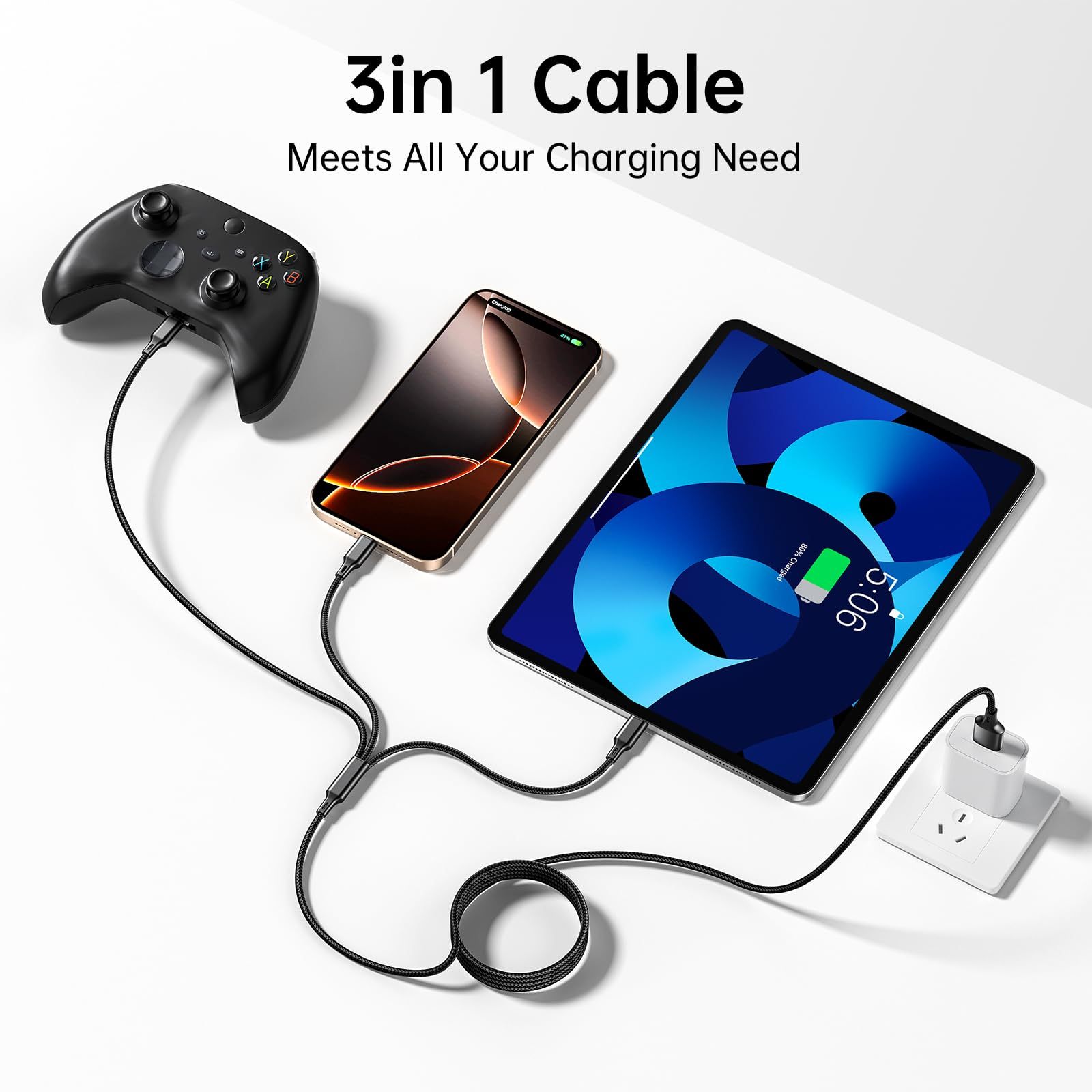 Charging Cable Cell Phone Charger Cord For Type C Micro USB 3 In 1 - Image 5