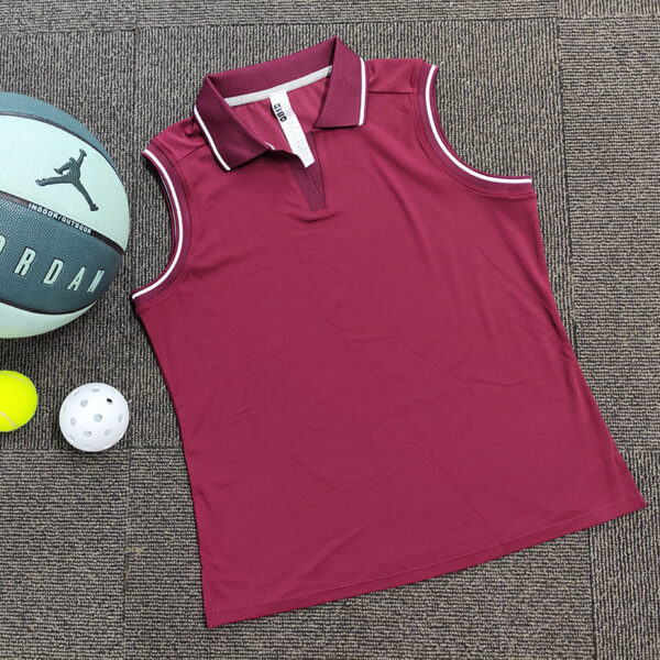 Cross-border New Womens Tennis Outfit T-shirt With A Turn-down Collar And No Sleeves - Image 2