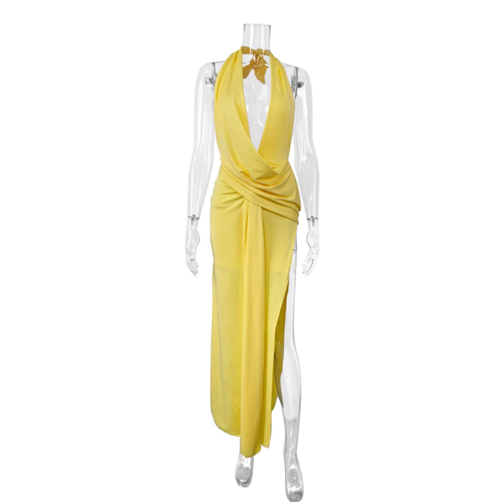 Feminine Solid Color Minimalism And Elegant Ribbon-Trimmed Dress