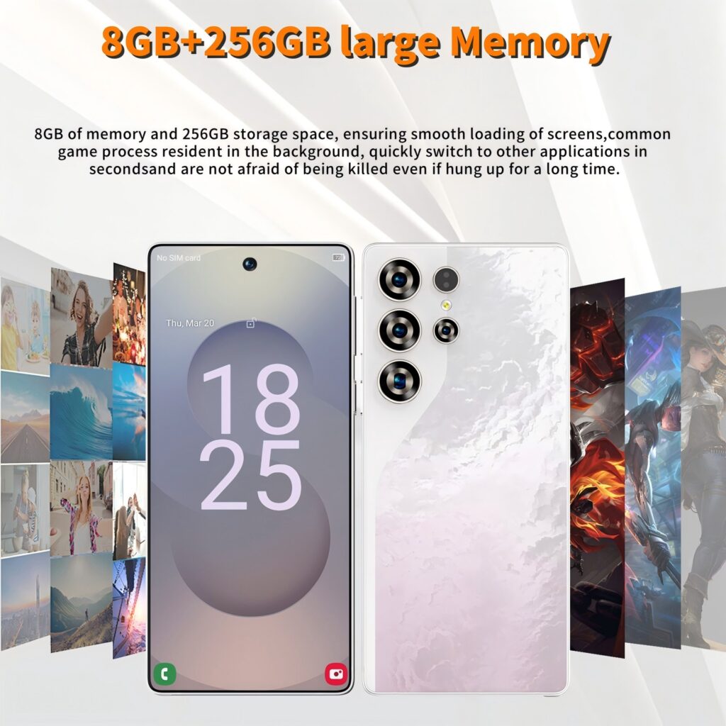 C26 Ultra 5G Unlocked Smartphone, 8GB RAM 256GB Storage Android 15 Cell Phone, 6.9inch FHD Display, 8000mAh Long Battery, Dual SIM, Face & Fingerprint Unlock, GPS, Built-in Stylus