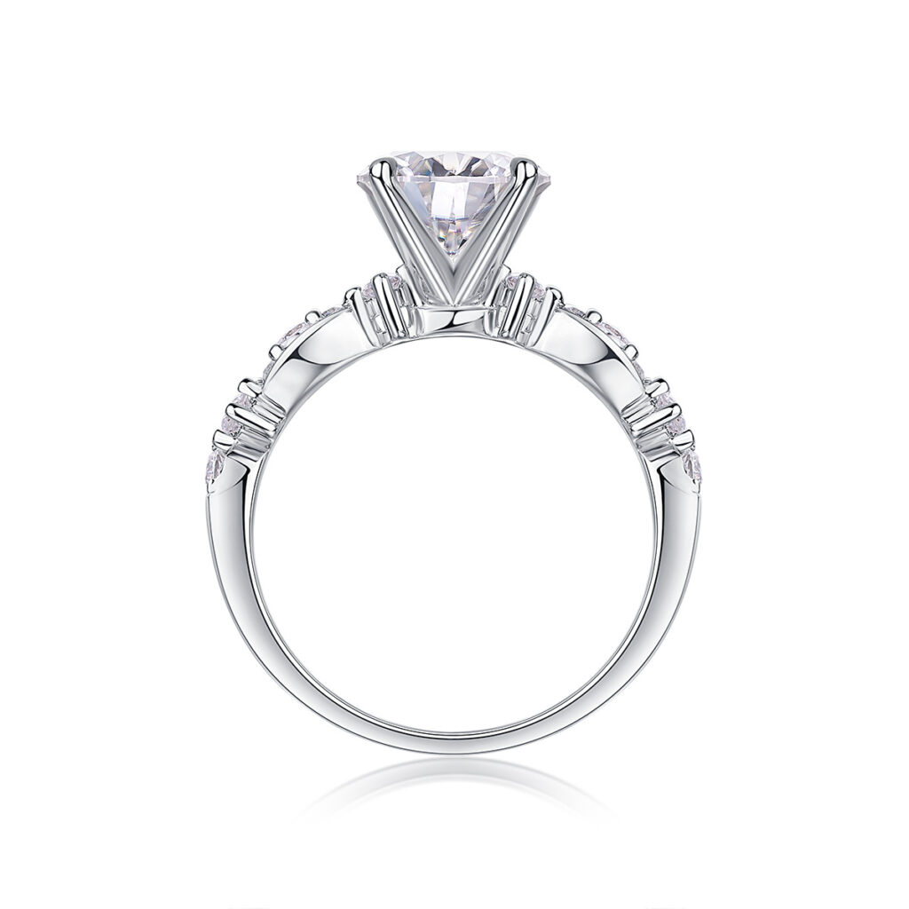 2-carat Luxury Fashion Minimalist Trend Jewelry Silver Ring Set With Top-quality Moissanite, Made Of S925 Silver With Electroplated Platinum.