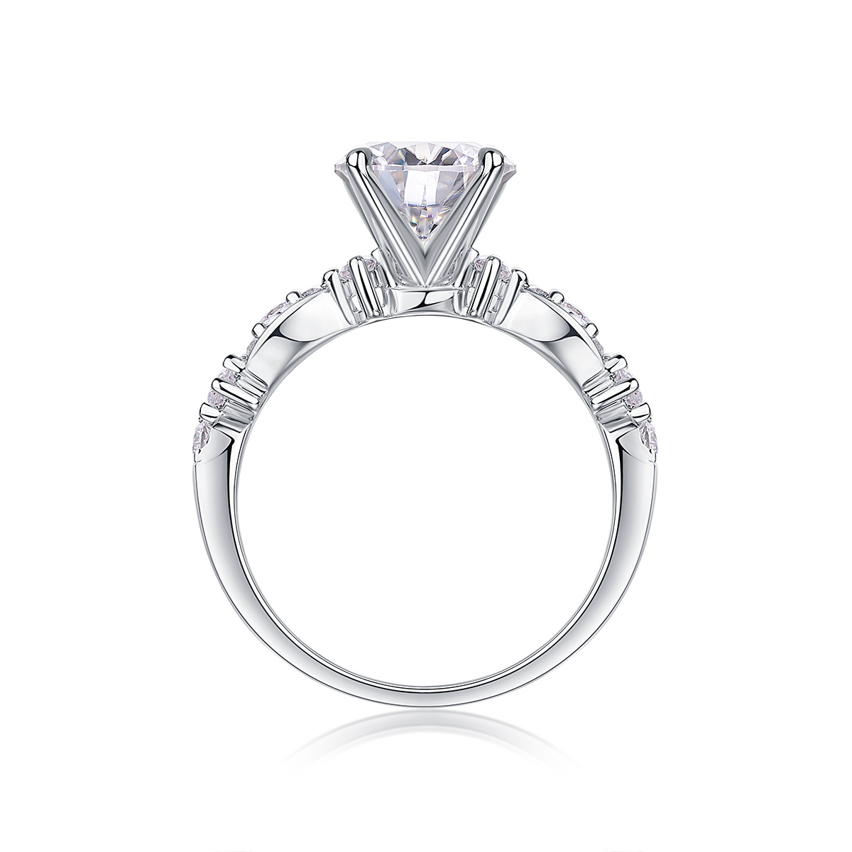 2-carat Luxury Fashion Minimalist Trend Jewelry Silver Ring Set With Top-quality Moissanite, Made Of S925 Silver With Electroplated Platinum. - Image 6