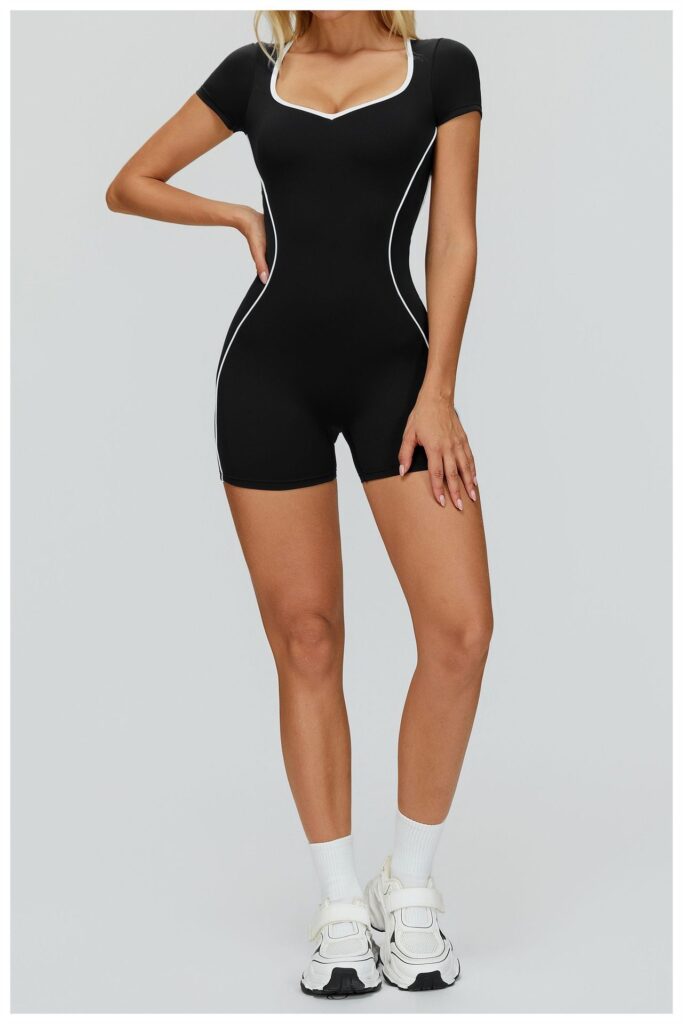 Jumpsuit With Cutout Back, Form-fitting Athletic Fitness Wear