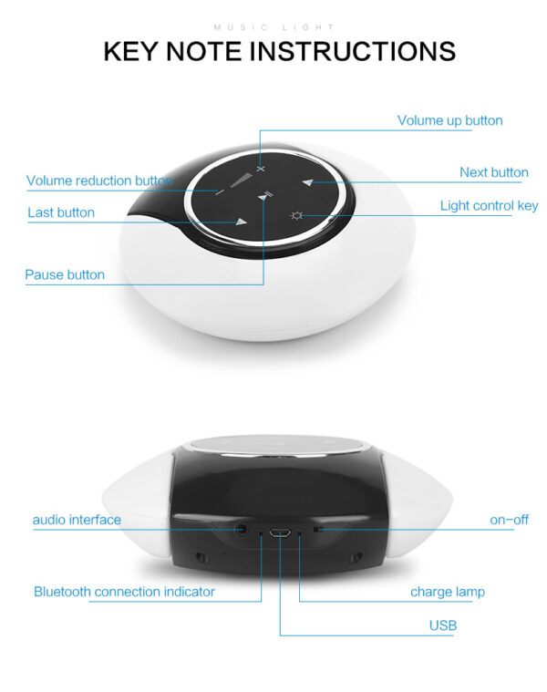 Creative Bluetooth Subwoofer Stereo Speaker LED Desk Lamp Stepless Dimming Folding Touch Atmosphere Night Light - Image 10