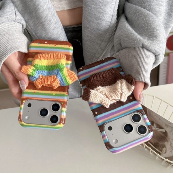 Striped 3D Sweater Phone Case For 14 Pro - Image 3