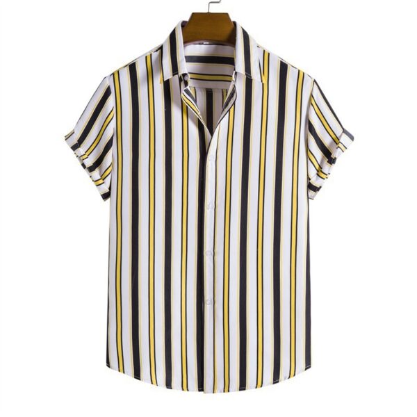 Men's Striped Fashionable Loose Short-Sleeve Shirt - Image 2