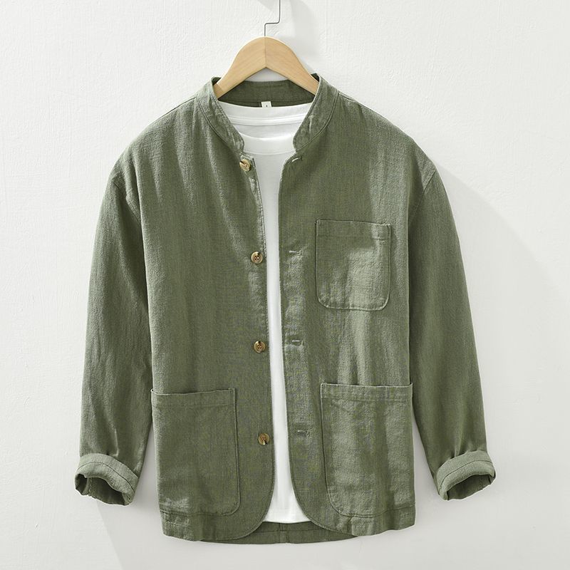 Mens Retro Linen Long-Sleeve Shirt - Image 16