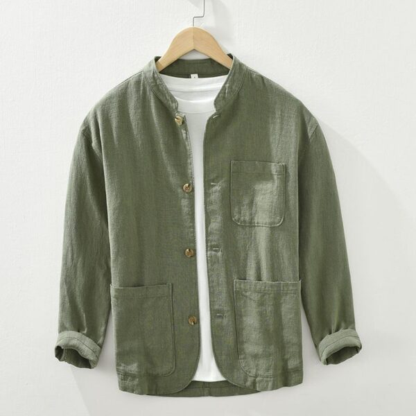 Mens Retro Linen Long-Sleeve Shirt - Image 18