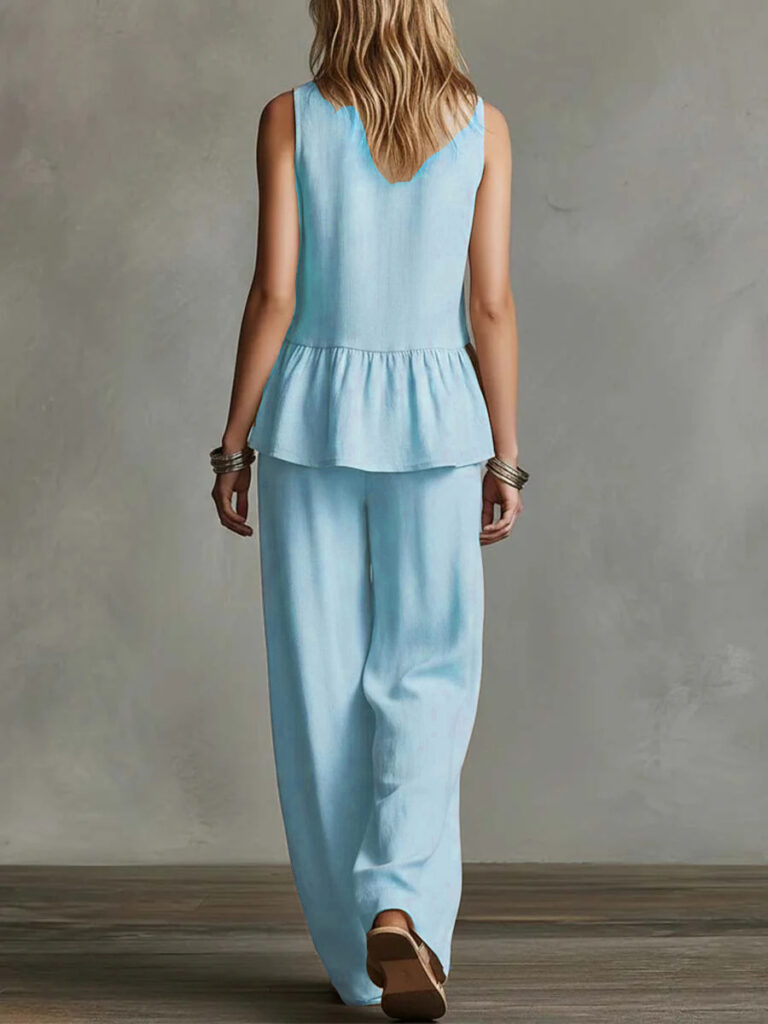Loose-fitting Top And High-waisted Wide-leg Pants 2-piece Set