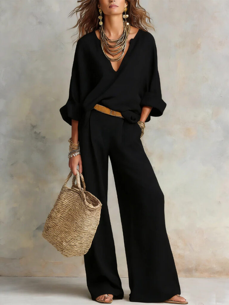 Fashionable Casual Linen Loose Vacation Set