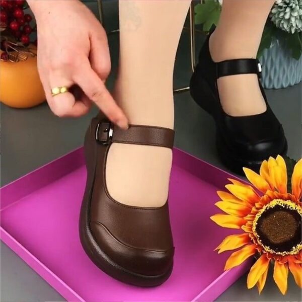Women's Soft Leather Thick-soled Low-cut Shoes - Image 11