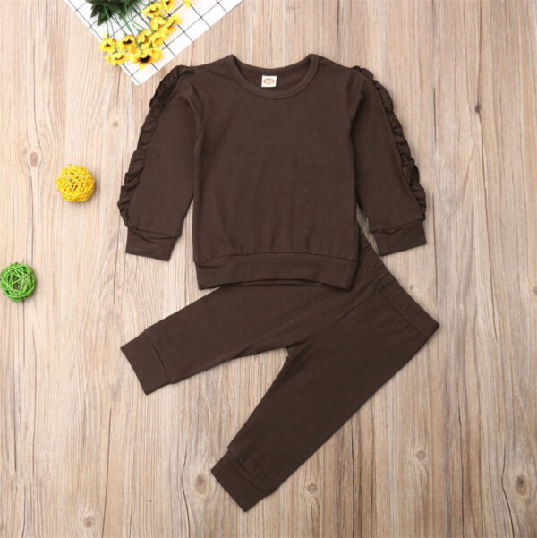 Newborn Baby Boys Girls Ruffles Jumper Solid Long Sleeve Sweatshirt Tops Pants Infant Kids 2Pcs Outfits Clothes Set Fall Clothes - Image 17