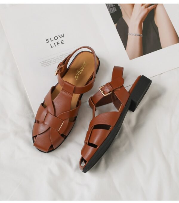 Baotou Woven Piggyback Strap Vintage Sandals New Style - Image 9