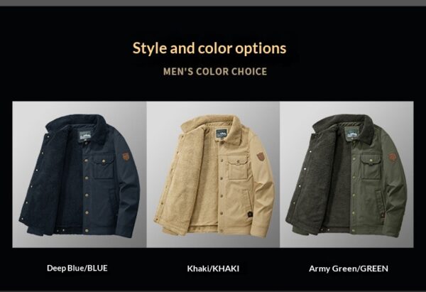 Washed Jacket For Men Fleece-lined And Thickened Lambswool Casual Style - Image 24