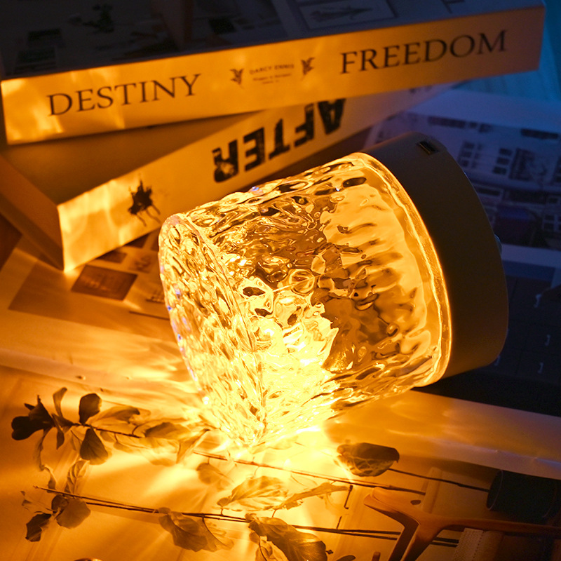 Crystal Lamp Water Ripple Projector Night Light Decoration Home Houses Bedroom Aesthetic Atmosphere Holiday Gift Sunset Lights Home Decor - Image 10