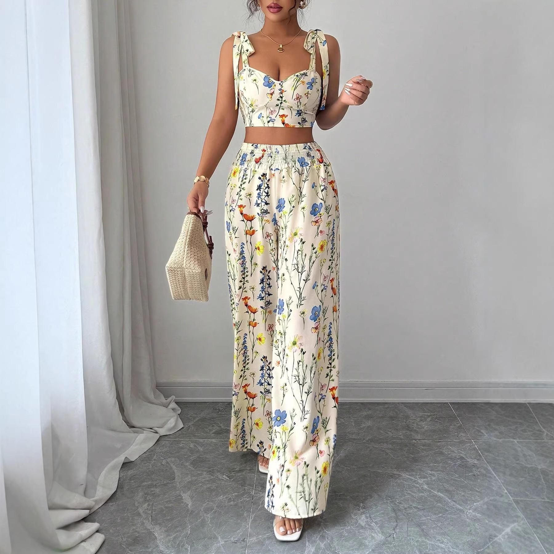 Printed Camisole Womens Top And Pants Set - Image 1