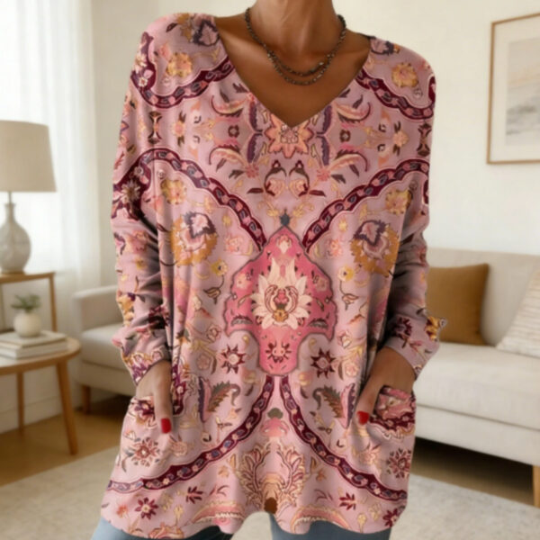 Women's Floral Pattern Art Print Casual Cotton T-shirt - Image 7