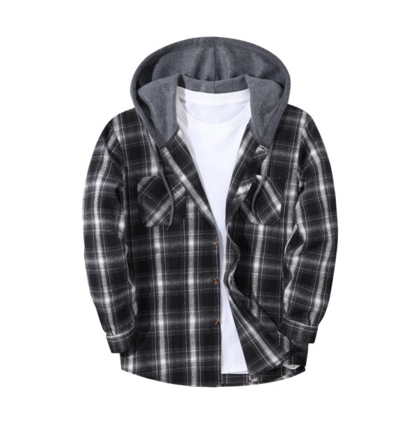 Mens Trendy Plaid Hooded Jacket - Image 22