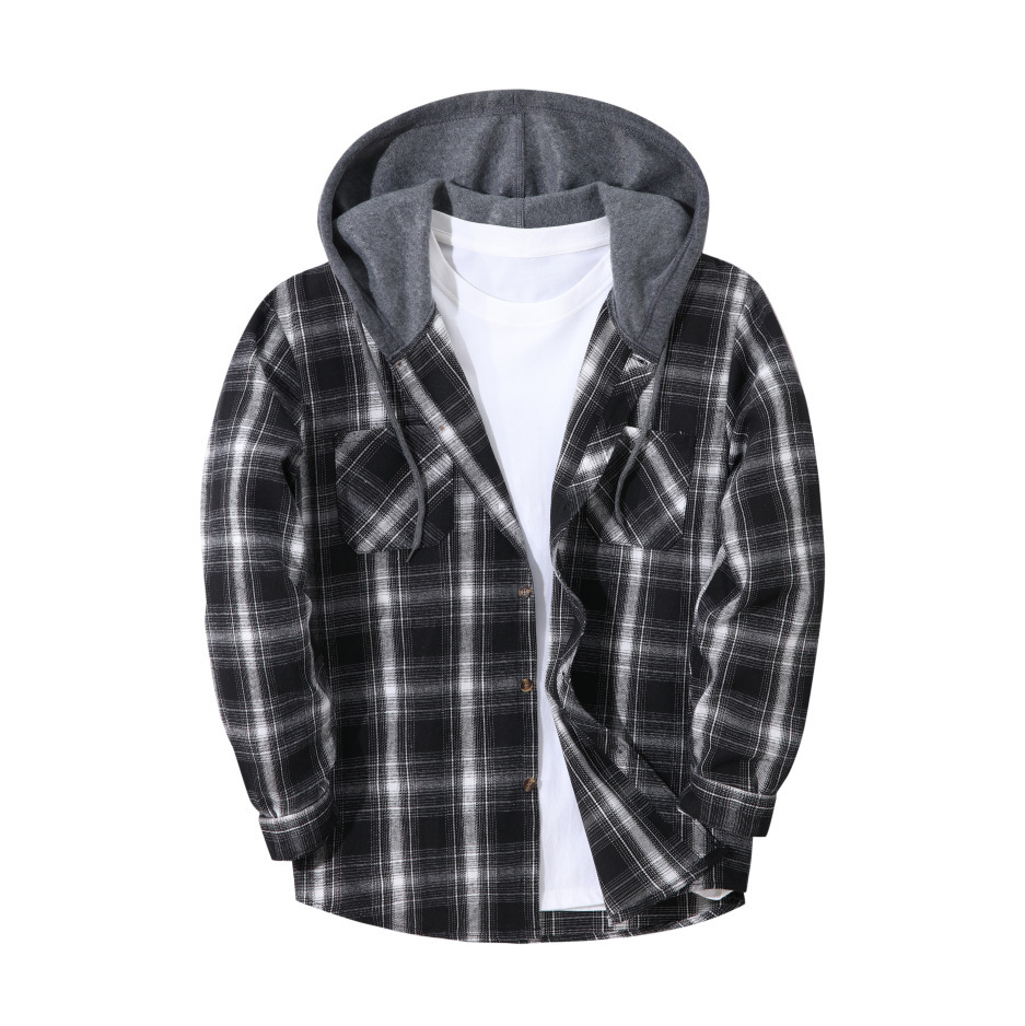 Mens Trendy Plaid Hooded Jacket - Image 23