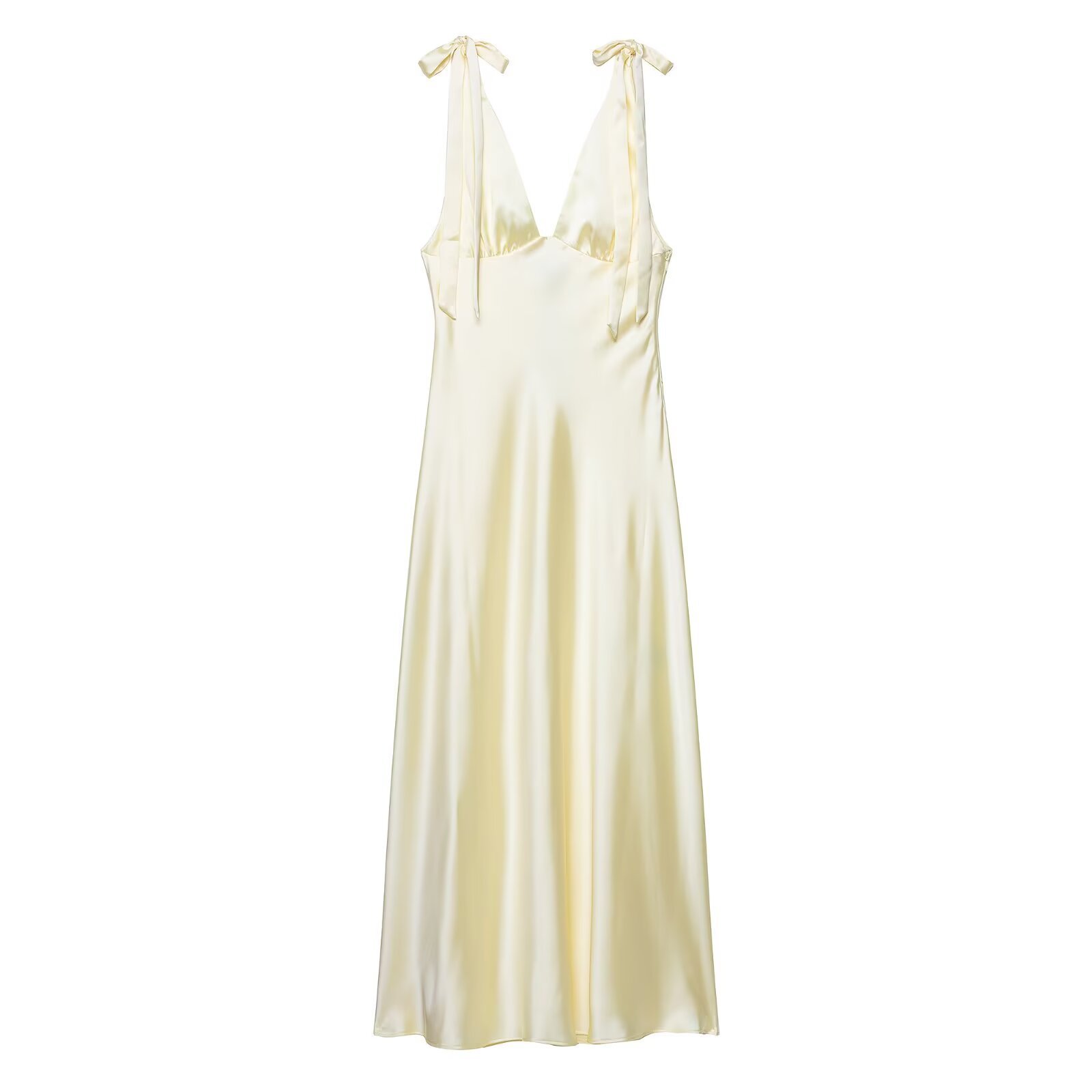 Womens Bow-Decorated Satin-Feel Dress - Image 16