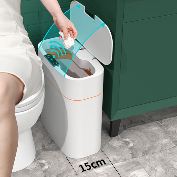 Smart Trash Can With Lid For Bedroom And Living Room Kitchen Storage Box Trash Can Induction Small Car Box Automatic Smart Dustbin Smart Trash Bin - Image 12
