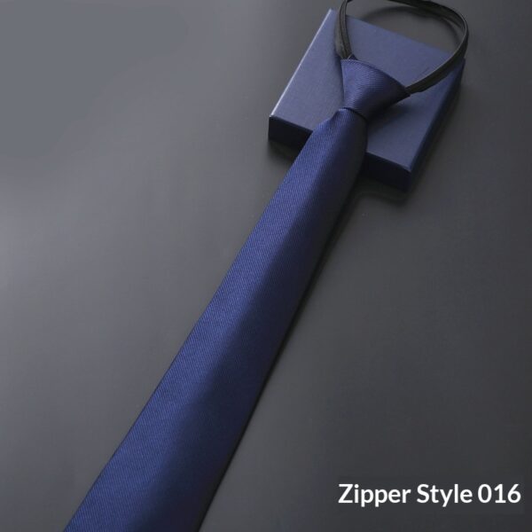 Mens Business Formal Zipper Tie With Blue Stripes - Image 36