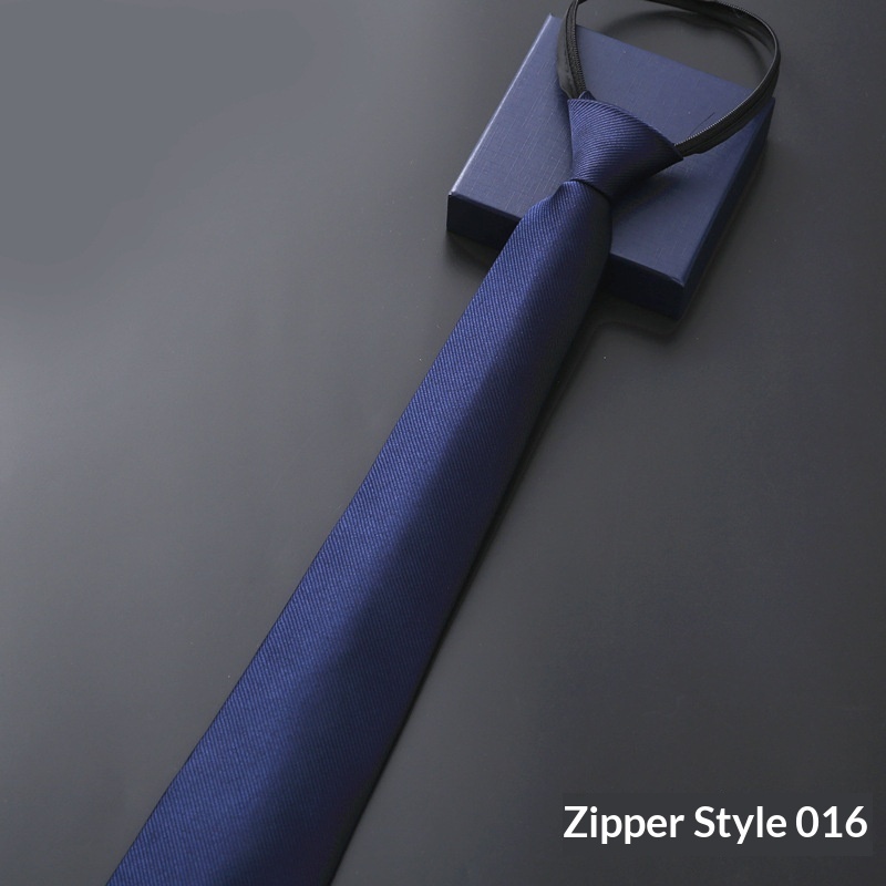 Mens Business Formal Zipper Tie With Blue Stripes - Image 36