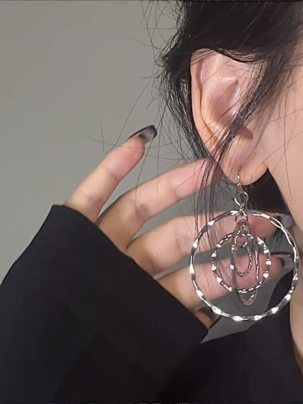 1 Pair Layered Hammered Dangle Earrings For Women, Bohemian Boho Vintage Style, Durable Drop Earrings With Exquisite Details, Elegant For Daily & Formal Occasions, All Year Wear, Perfect Gift Vacation - Image 2