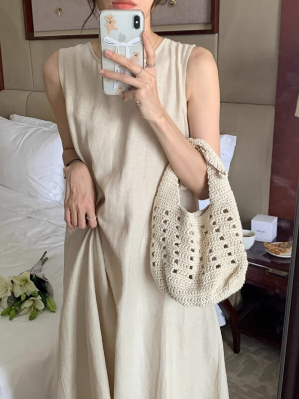 Elegant Midi Round-neck Sleeveless Vest Dress - Image 42