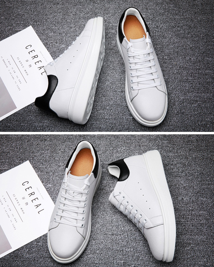 Korean-style Casual Invisible-heeled White Sneakers For Men Autumn Season