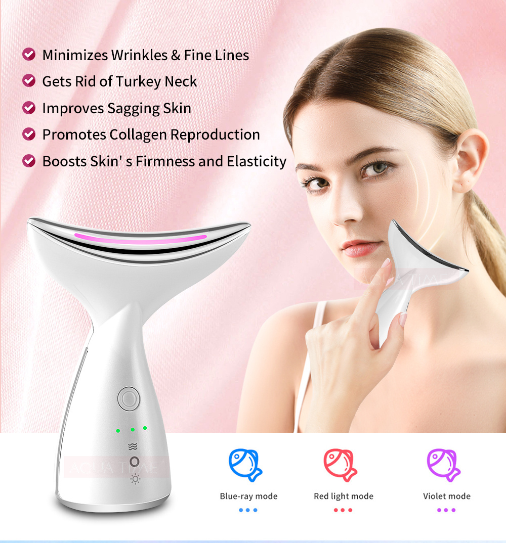 EMS Microcurrent Neck Face Beauty Device With 3 Colors LED Photon Therapy Skin Tighten Reduce Double Chin Face Lifting Devices - Image 1